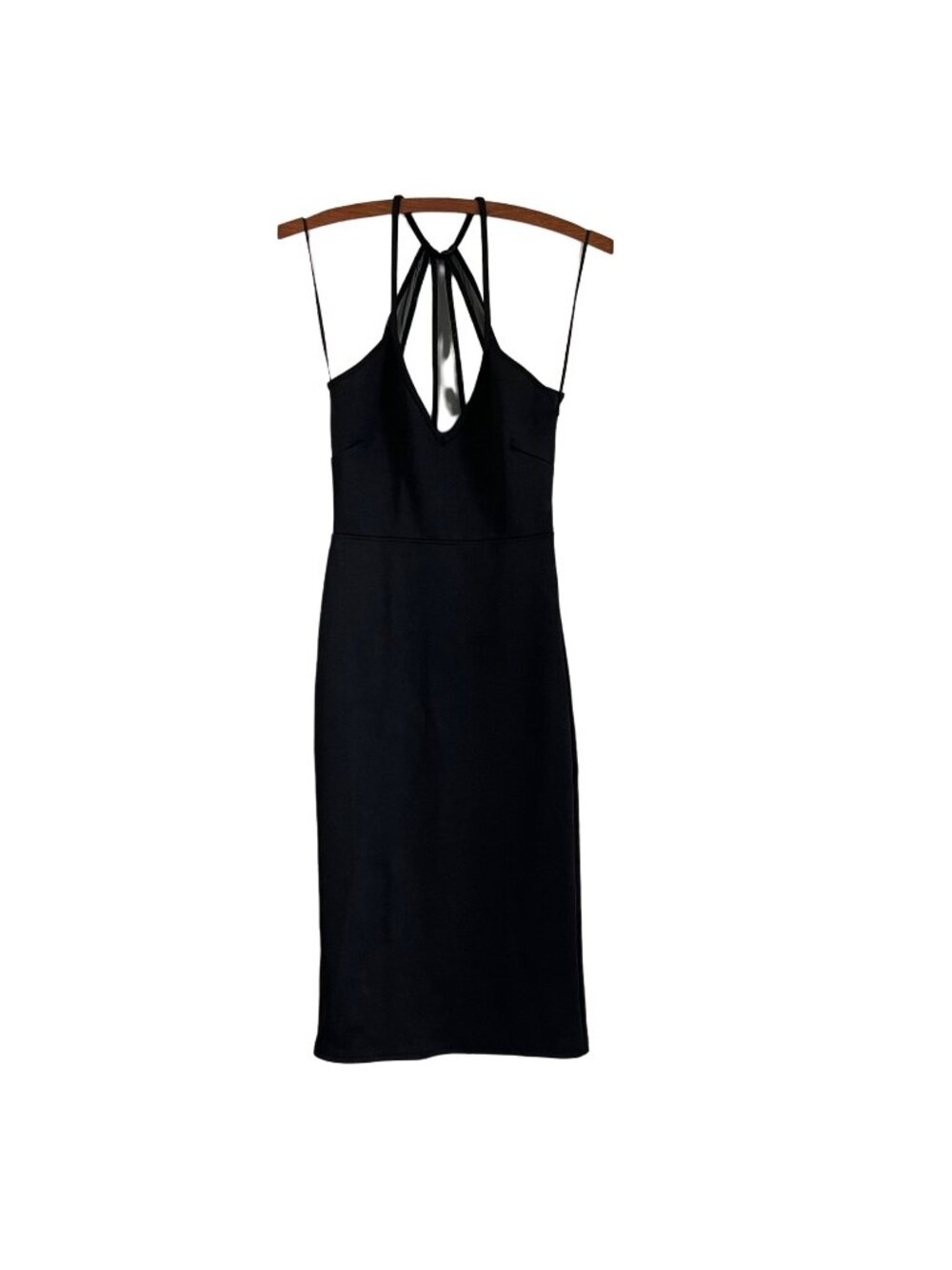 Oh My Love London Black Mesh Cut Out Back Midi Bodycon Dress Size Small